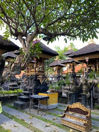 bali, árvore, santuário xintoísta, telhado, jardim