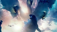 Godzilla affronte King Ghidorah dans une bataille épique au milieu du chaos