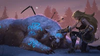 Masha's Bond with the Fallen Beast in a Frosty Landscape - Mobile Legends: Bang Bang