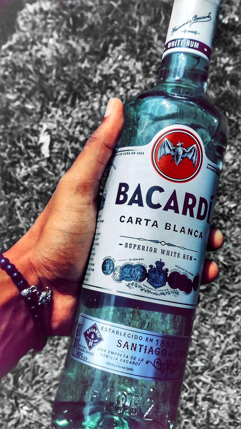 Кто-то держит бутылку bacardi в руке (абсолют, алкоголь, бутылка, бутылки, этикетка)