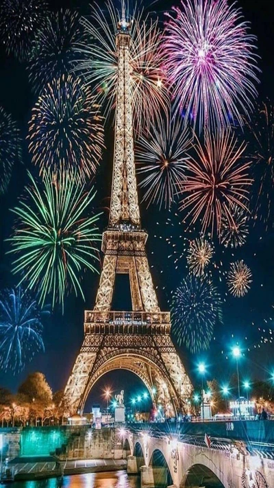 paris, fire, firework, france, happynew