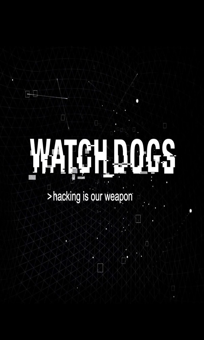 Ближний план черного фона с текстом, на котором написано "watch dogs" (айден, aiden, собаки, игра, логотип)