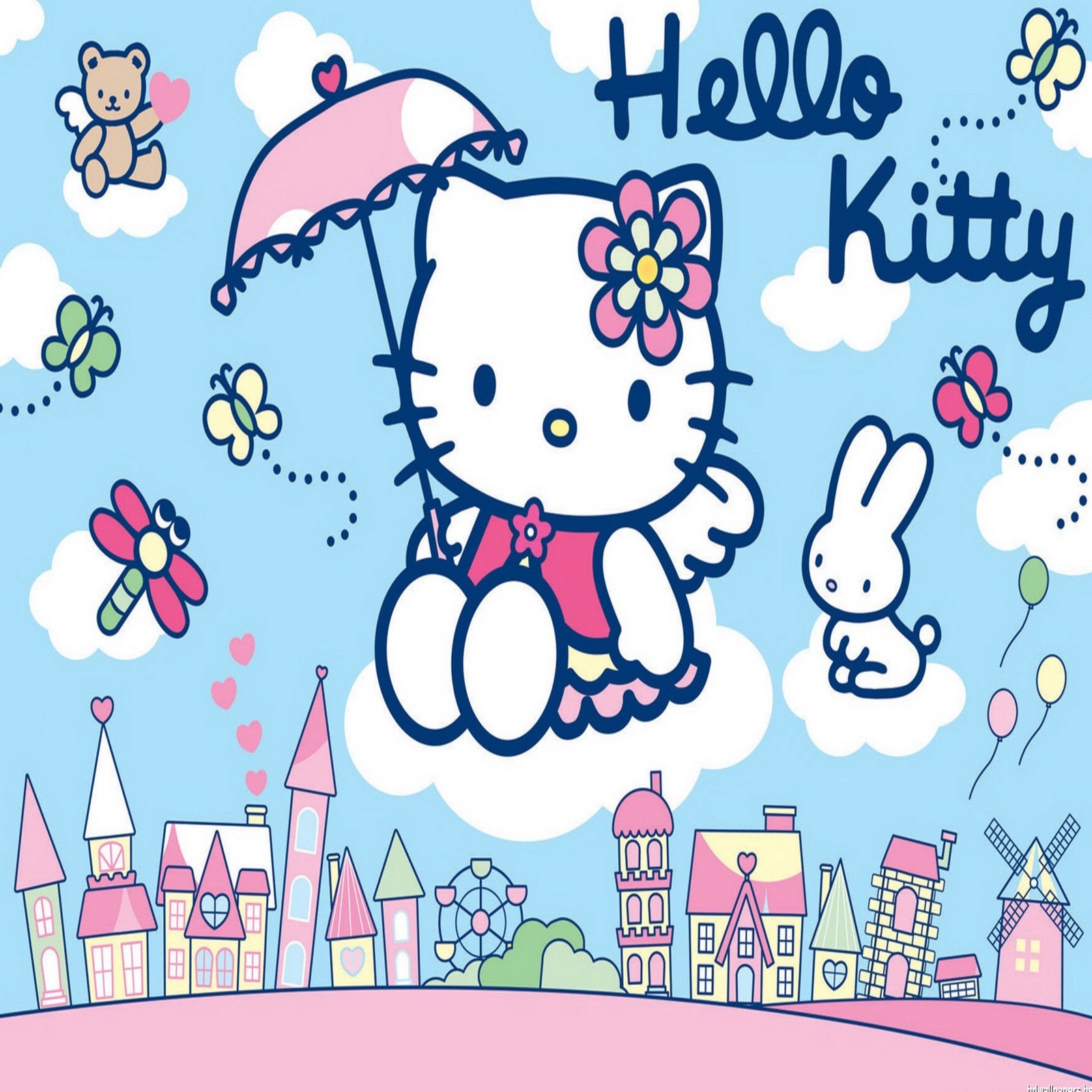 Скачать обои абстракция, мультфильмы, хелло китти, hello kitty