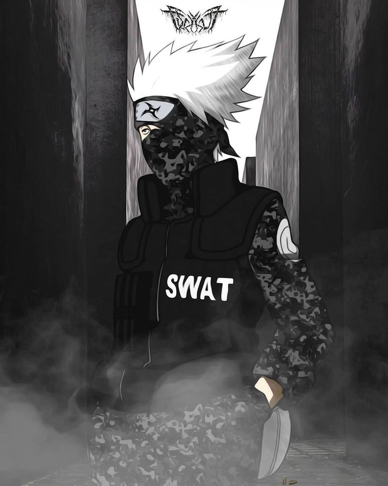 Персонаж аниме с ножом в руке, стоящий в темной комнате (kakashi, naruto, наруто ураганные хроники, naruto shippuden)