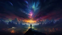 alone, standing, colorful, sky, scenery wallpaper