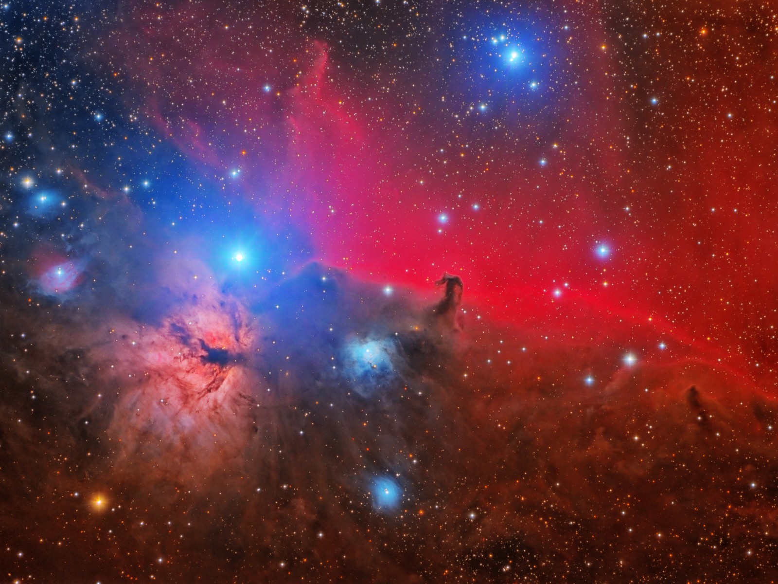 horsehead flame nebula, orion constellation, astronomy, space observation, stars Download Wallpaper