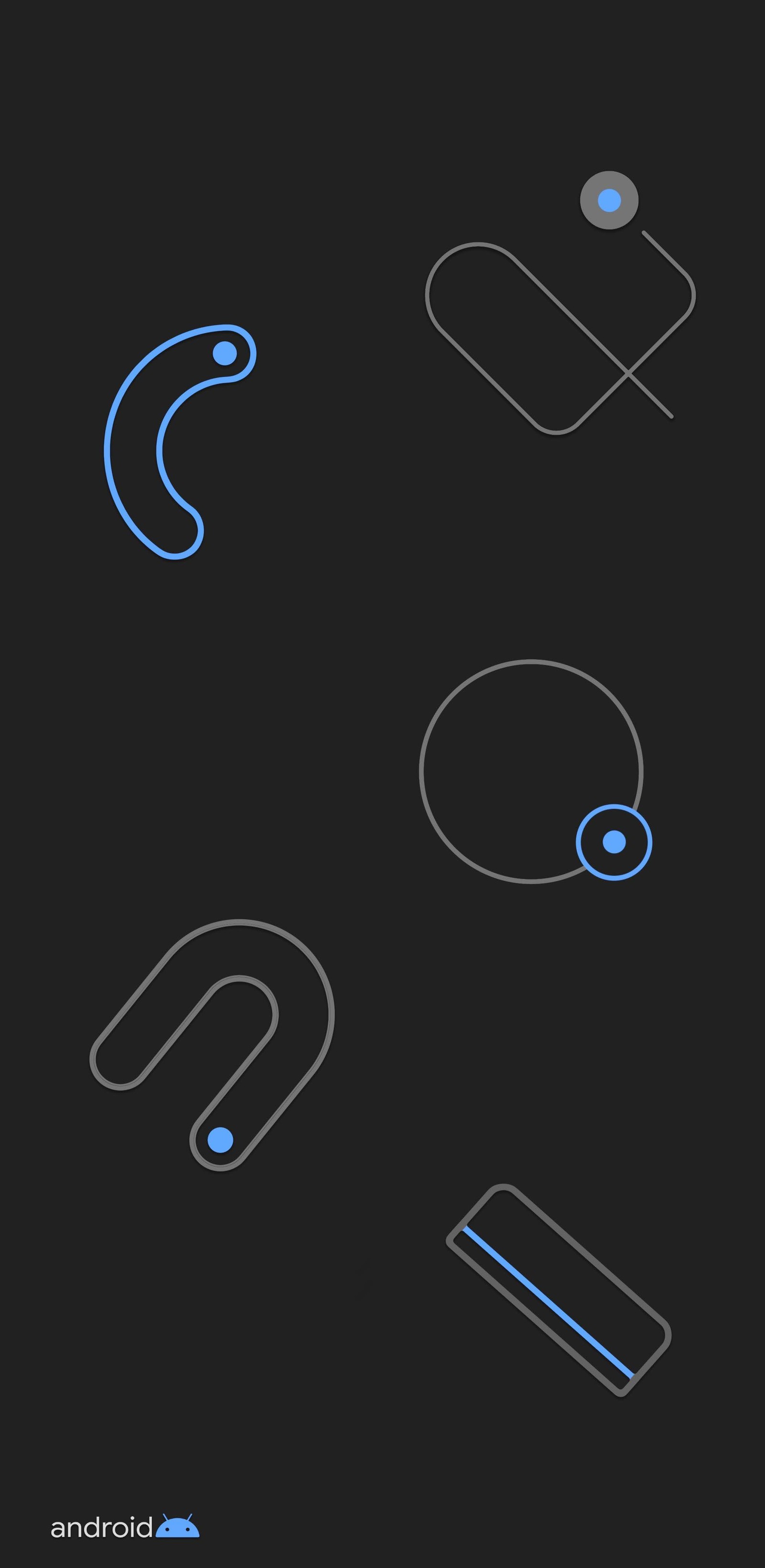 Un conjunto de diferentes tipos de íconos sobre un fondo negro (google, google pixel 4, círculo, naturaleza, dispositivo electrónico)