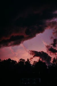 Abendhimmel mit lila und rosa Wolken bei Dämmerung