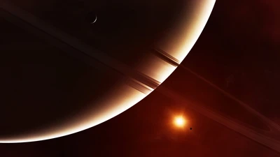 Os majestosos anéis de Saturno iluminados nas profundezas do espaço