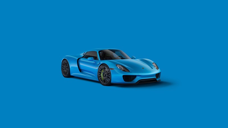 Синий спортивный автомобиль на синем фоне (porsche 918 spyder, синий эстетичный, cgi, синий фон, 5k)