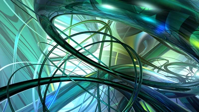 Estrutura fractal simétrica em arte abstrata verde