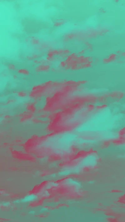 bleu, nuage, nuages, vert, rose