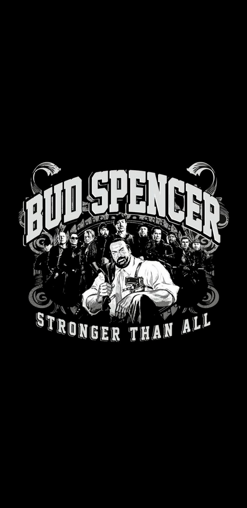 Черно-белое изображение мужчины с бородой и расческой для бороды (bud spencer, ноут 8, note 8, самый сильный)