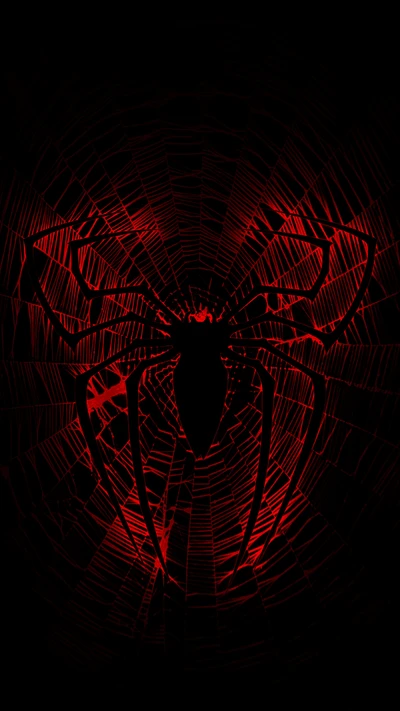 Red Spider Symbol Against a Dark Web Background