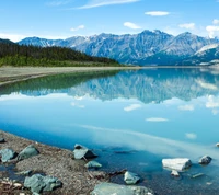 azul, canadá, lago, montañas, árboles