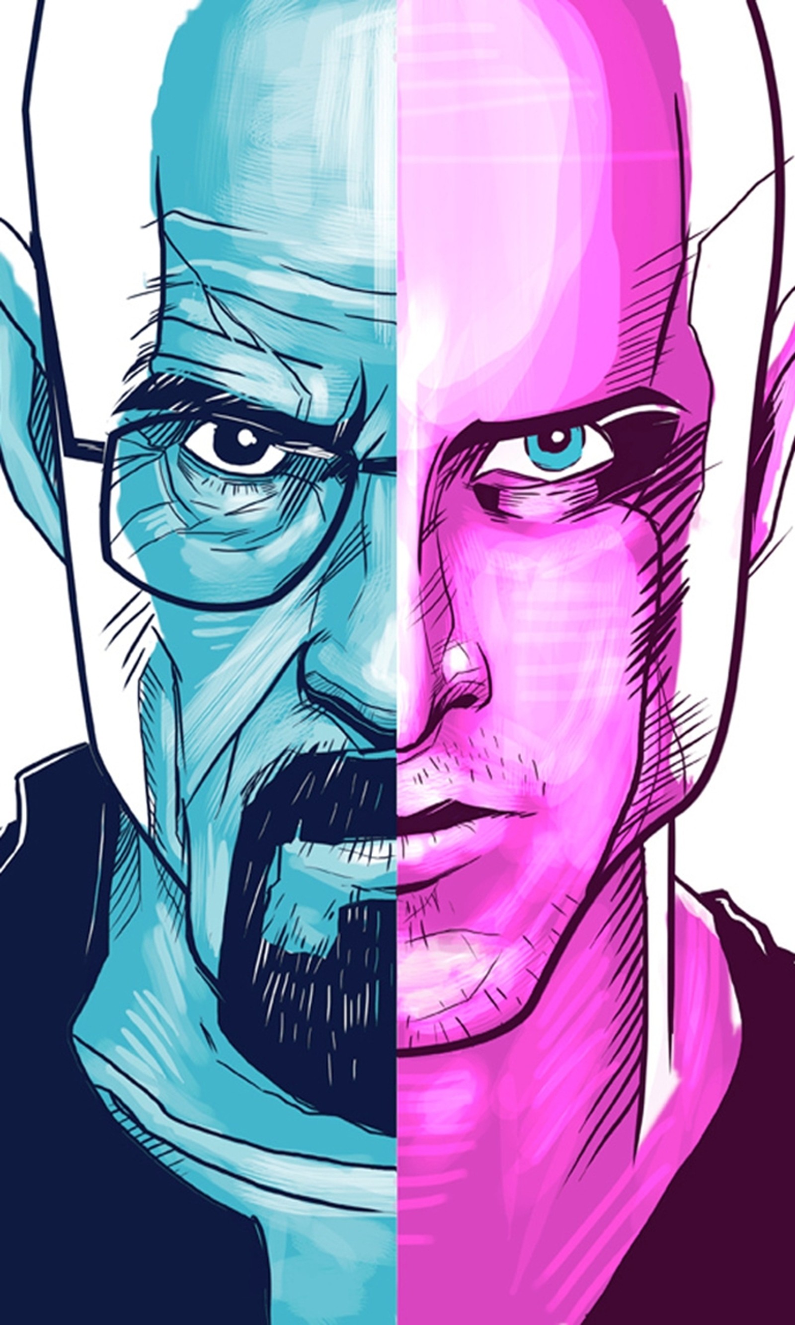 Un dibujo de un hombre con un bigote y un bigote en su cara (acción, breaking bad, genial, entretenimiento, nuevo)