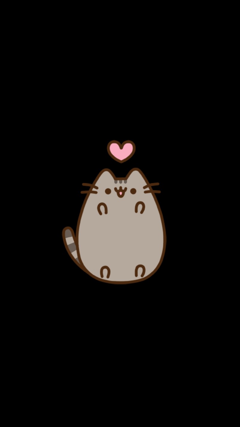 Близкий план кота с сердцем на голове (милый, пушин, pusheen)