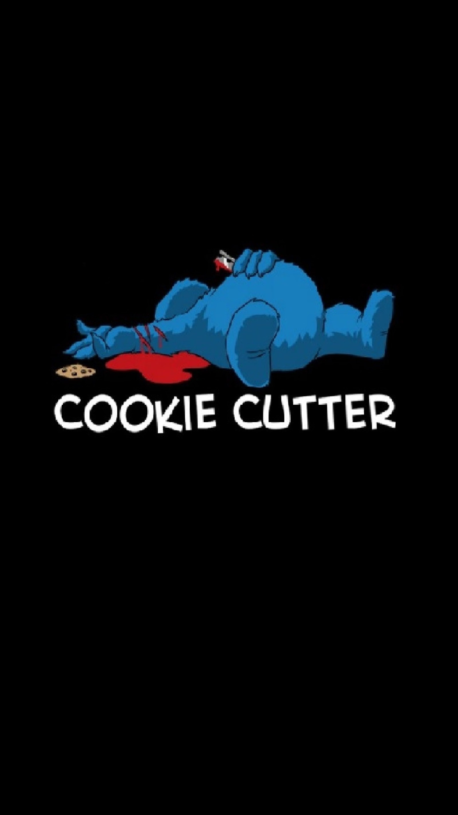 A close up of a cookie cutter logo on a black background (cookie, emo, funny, monster)