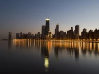 chicago, paysage urbain, ville, horizon, réflexion