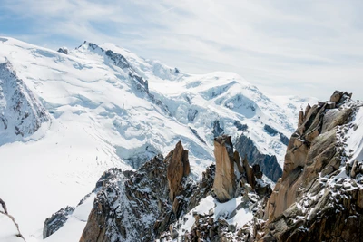 монблан, mont blanc, горные образования, зима, горный хребет