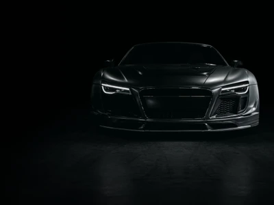 audi, audi r8, черно белый, автомобильное освещение, свет