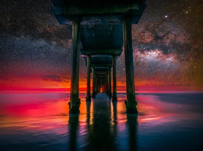 scripps pier, ла хойя, la jolla, соединённые штаты, млечный путь