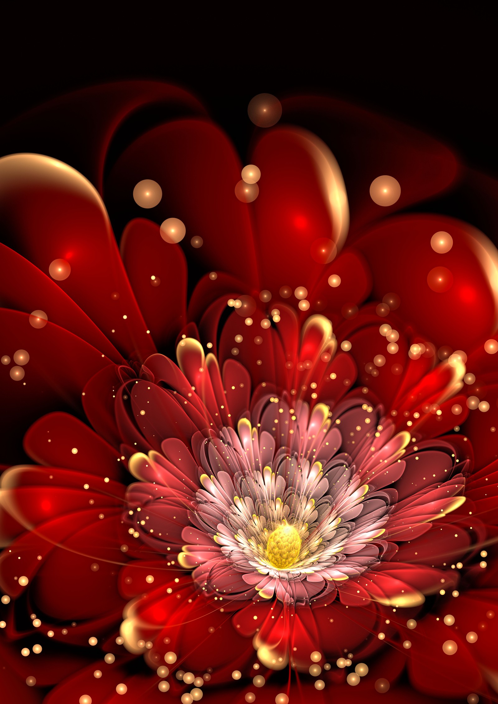 flower, fractal, red, petal, heart wallpaper