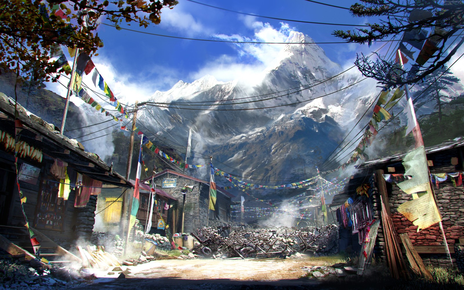 Téléchargez le fond d'écran far cry 4, art conceptuel, ubisoft, montagne, arbre