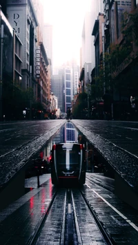 Urban Train Tracks Cutting Through City Infrastructure