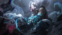 Illaoi: Arte de Splash da Skin Lua de Neve - League of Legends