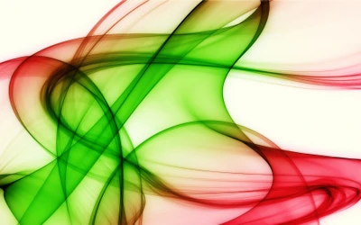 Vibrant Flow of Green and Red Lines on a Canvas