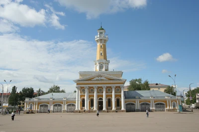 Historic Clock Tower in Yaroslavl's Town Square