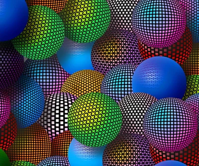 Vibrant 3D Neon Abstract Composition of Colorful Spheres