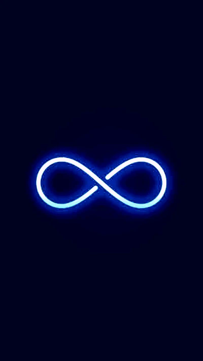 Símbolo de infinito azul neon em fundo escuro