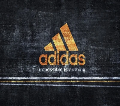 Logo Adidas avec le slogan "L'impossible n'est rien" sur un fond grunge