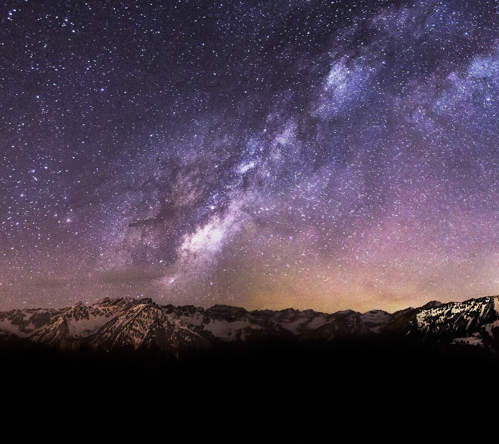 Milky over the mountains and the milky in the sky (blue, sky)