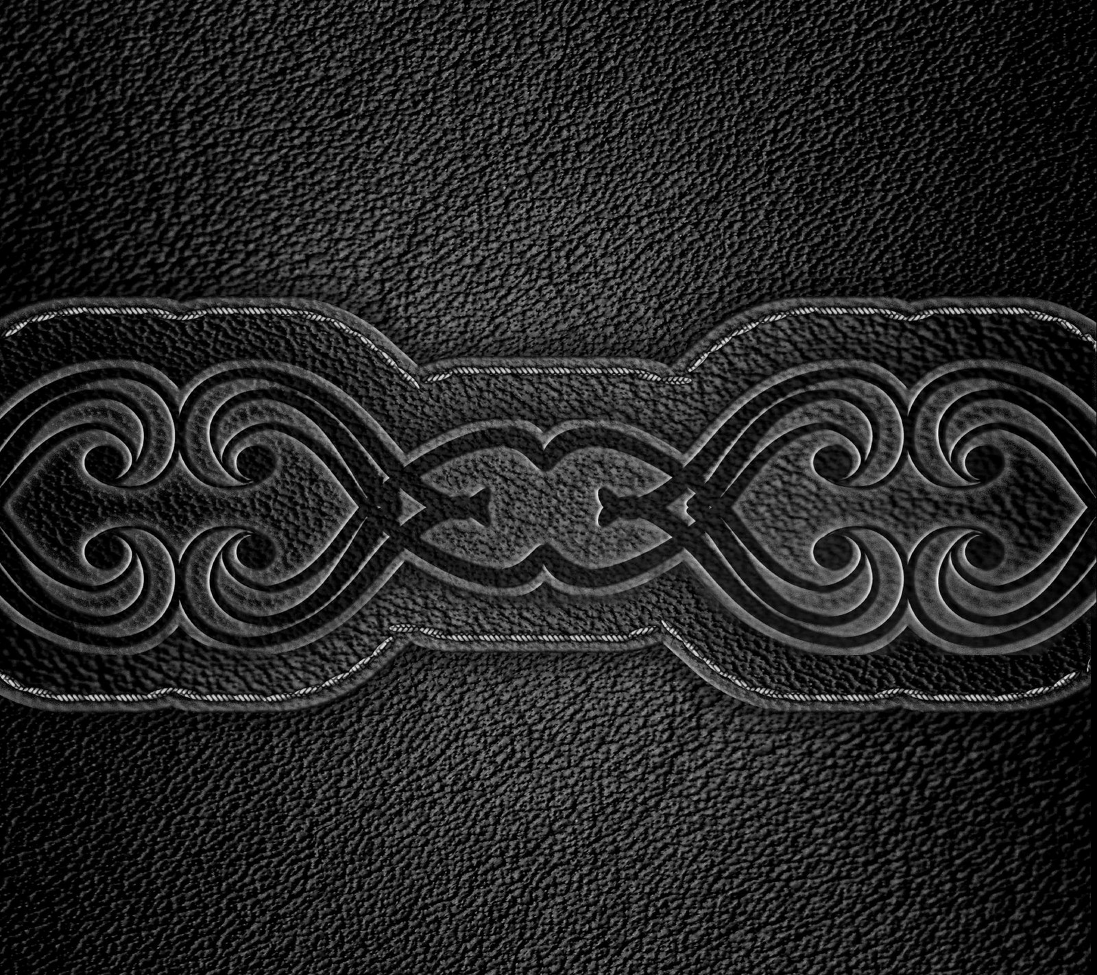 Un fondo de cuero negro con un diseño celta (negro abstracto, background leather design)