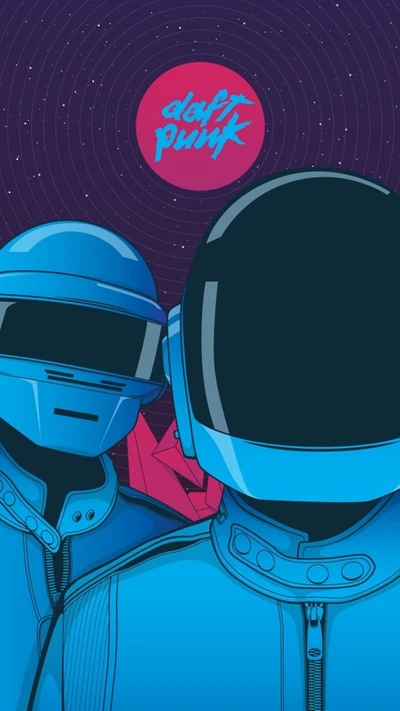 Íconos del pop futurista: Daft Punk en gráficos vibrantes