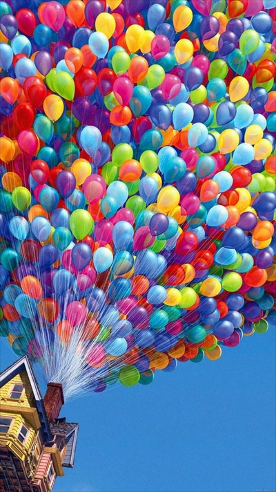 balloons, disney, film, flying house, house