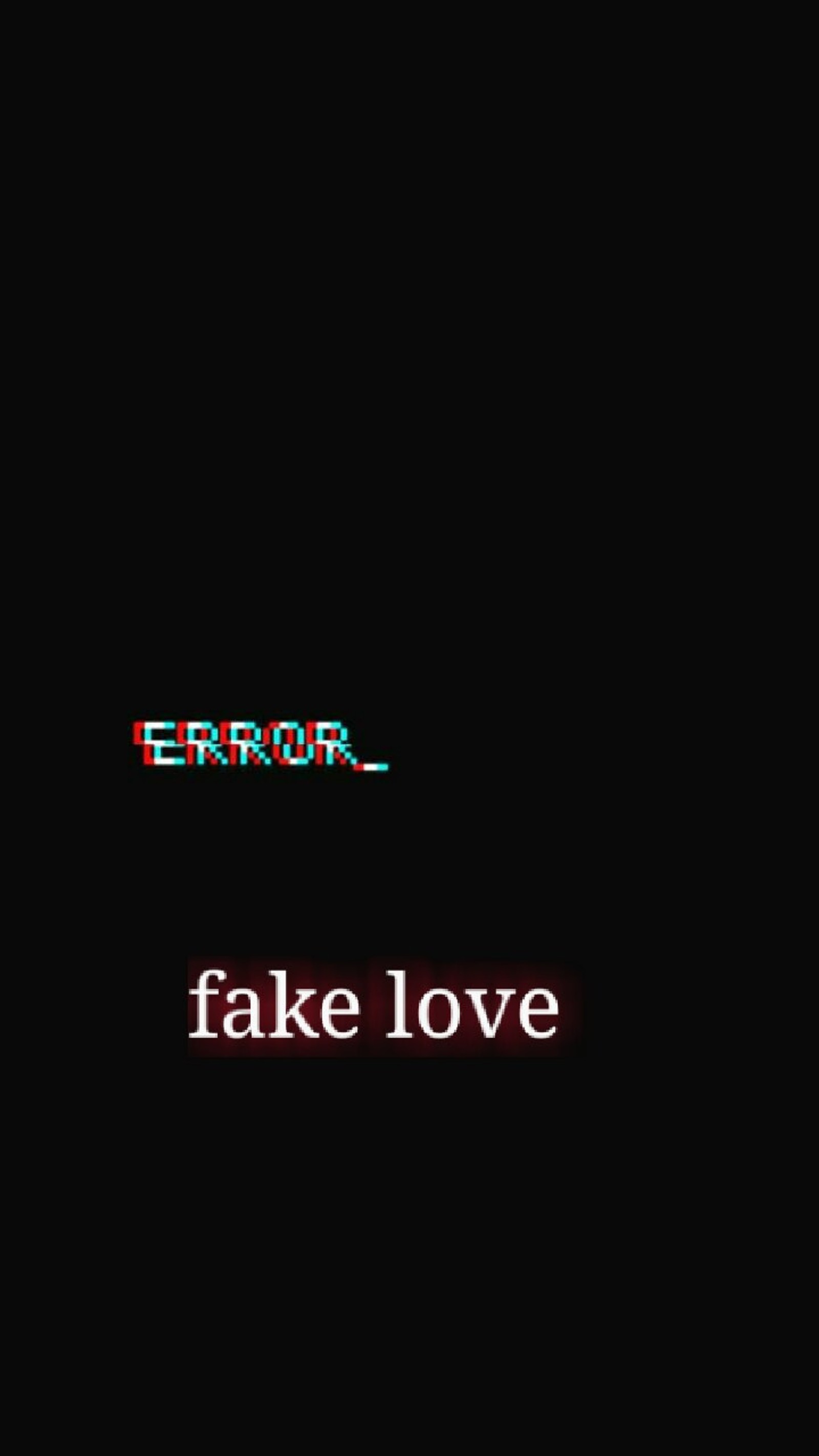 Eine nahaufnahme eines schwarzen hintergrunds mit dem text "falsche liebe" (fake love, liebe)