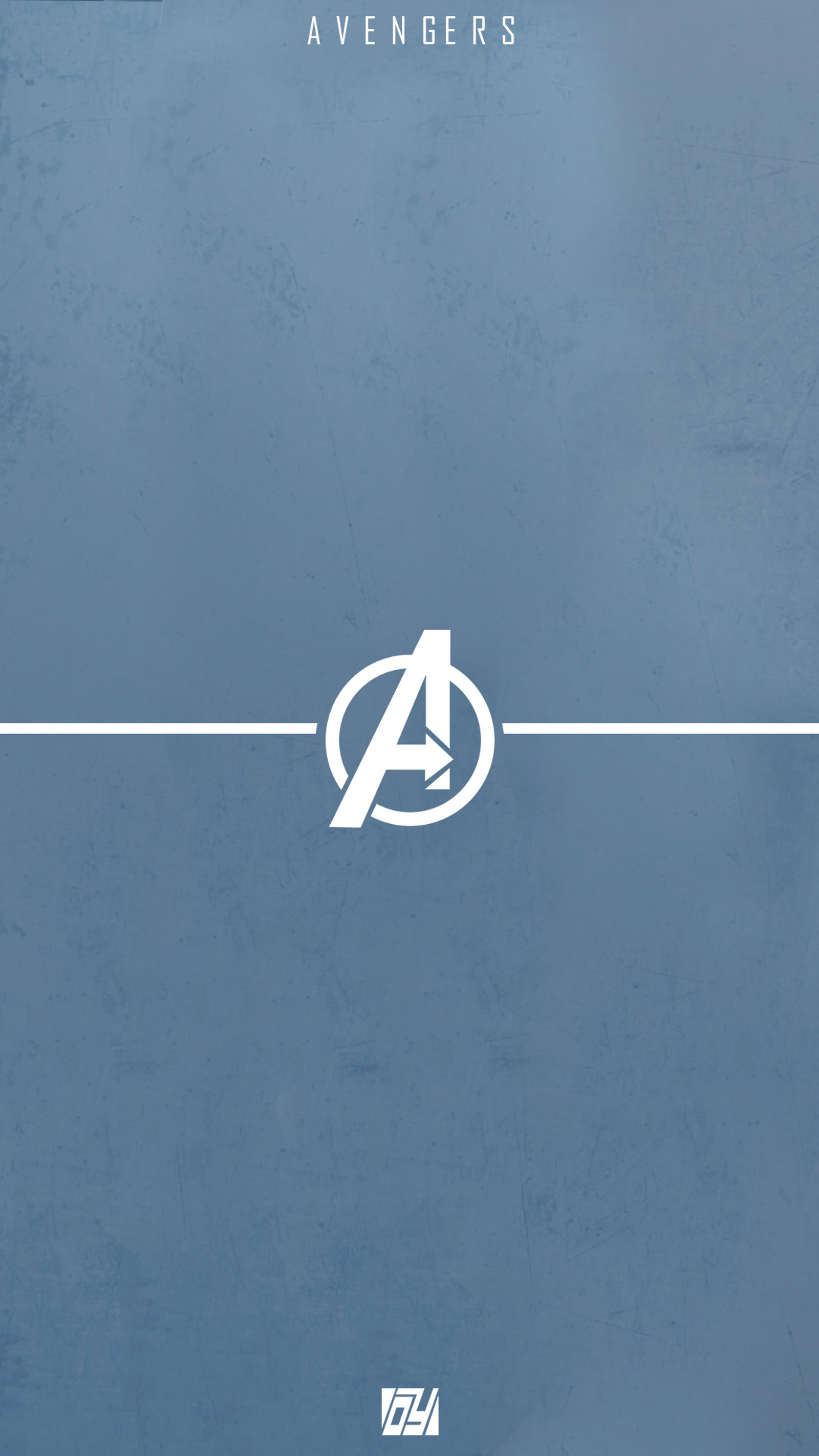 Avengers logo on a blue background with a white line (thanos, omergraphic, avengers)