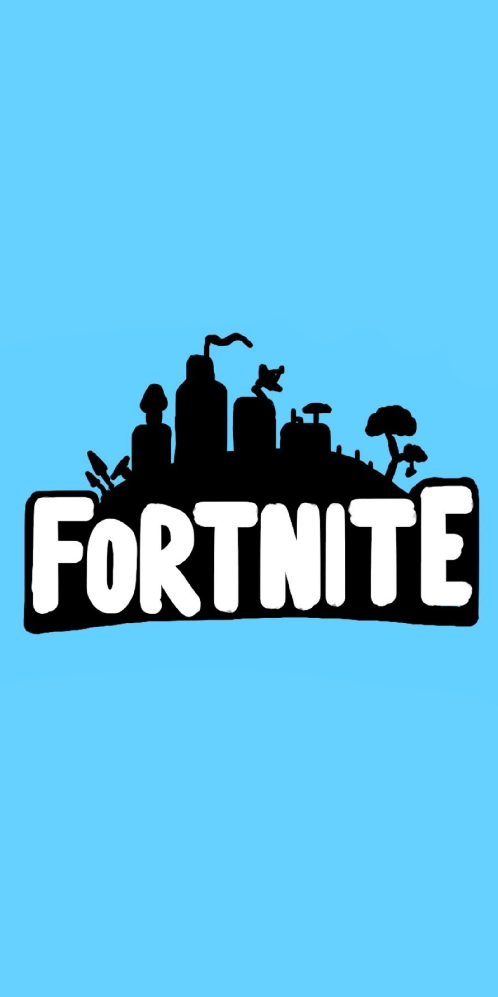 Forte-logo auf blauem hintergrund (fortnite, fortnite battle royale)