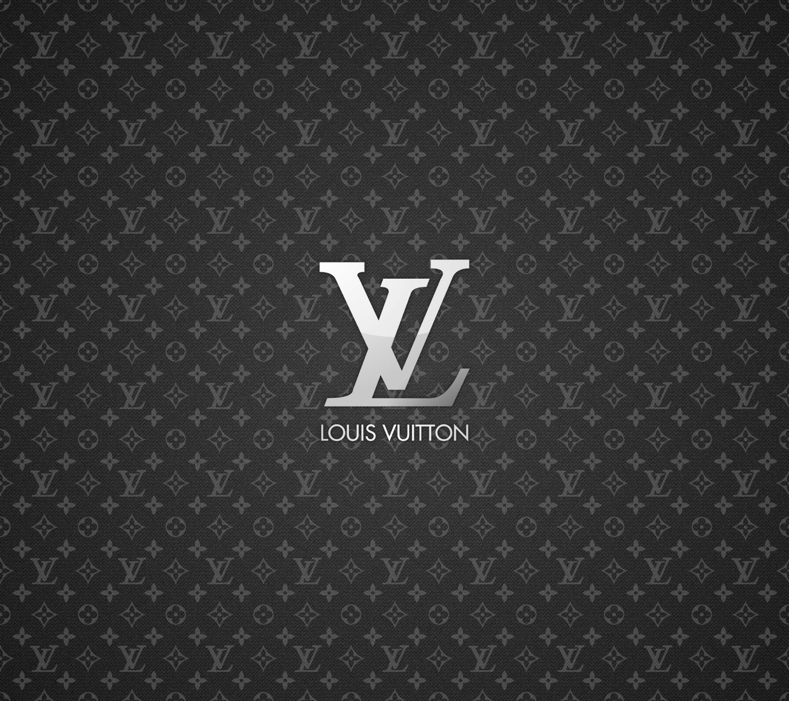 Um logotipo da louis vuitton em preto e branco sobre fundo preto. (marcas, louis vuitton)