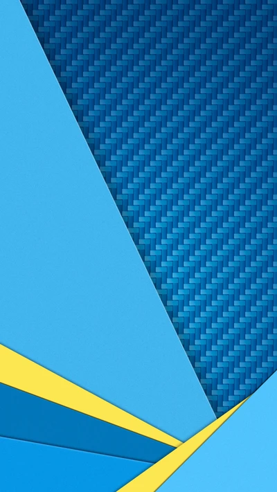 Design abstrait vibrant en bleu et jaune avec des éléments texturés