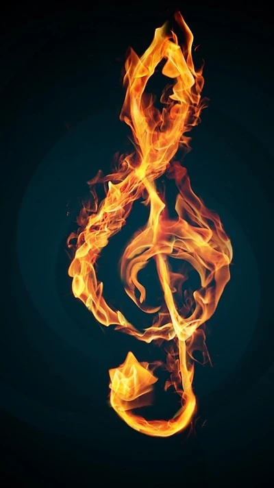 Flaming Treble Clef: A Dance of Fire and Music