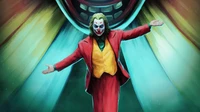 joker, art, batman, red, clown wallpaper