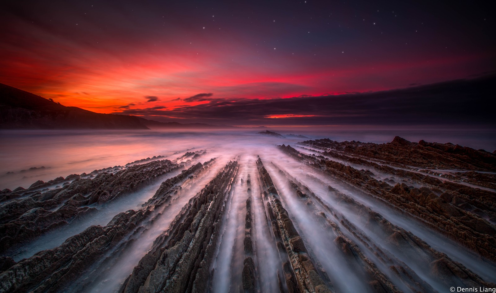 Скачать обои флисх формирование, зумая, zumaia, испания, закат