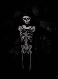 Monochrome Skeleton Costume in Darkness