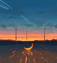 Twilight Road: A Dreamy Horizon Beneath a Celestial Sky