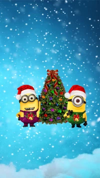 dibujos animados, navidad, árbol de navidad, minions, árbol